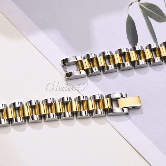 New ChunkyâGold/SilverâChainâLinkâBracelet - Picture 10 of 16